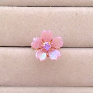 Iridescent Pink + Purple Opal Opal + Gold Crystal Flower Ring